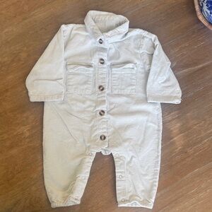 Cream corduroy Button-Up Baby Jumpsuit